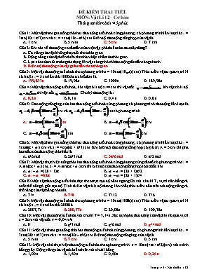 Đề kiểm tra 1 tiết môn Vật lý 12 - Đề 5 (Cơ bản) (Kèm đáp án)